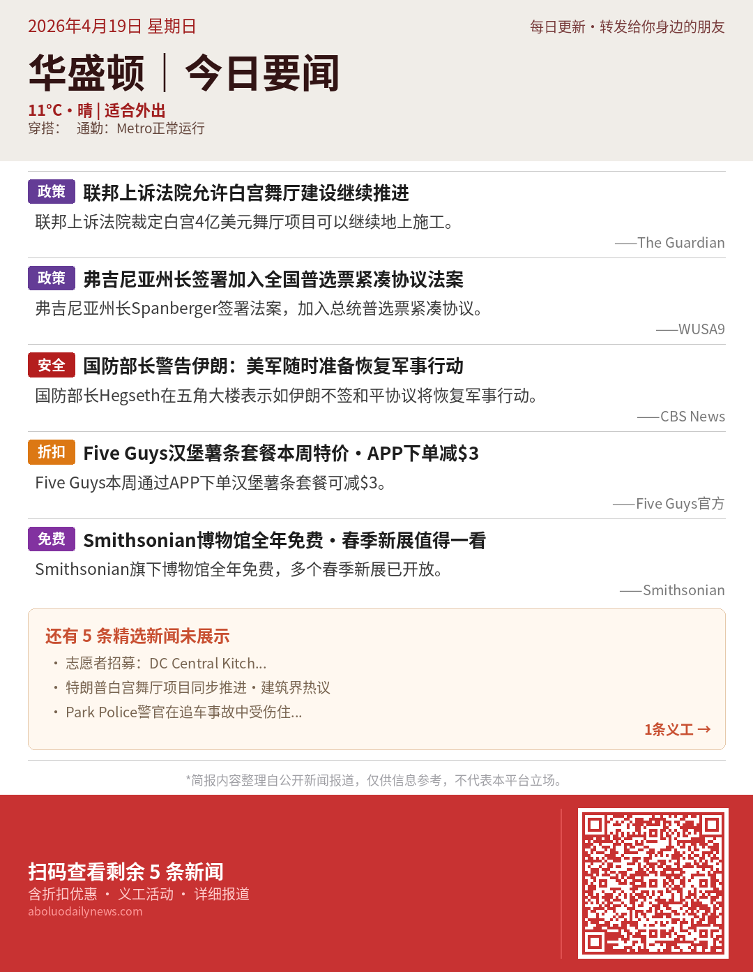 华盛顿今日要闻