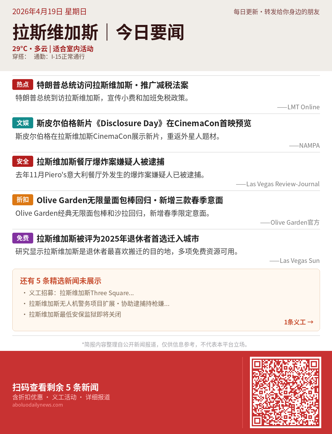 拉斯维加斯今日要闻