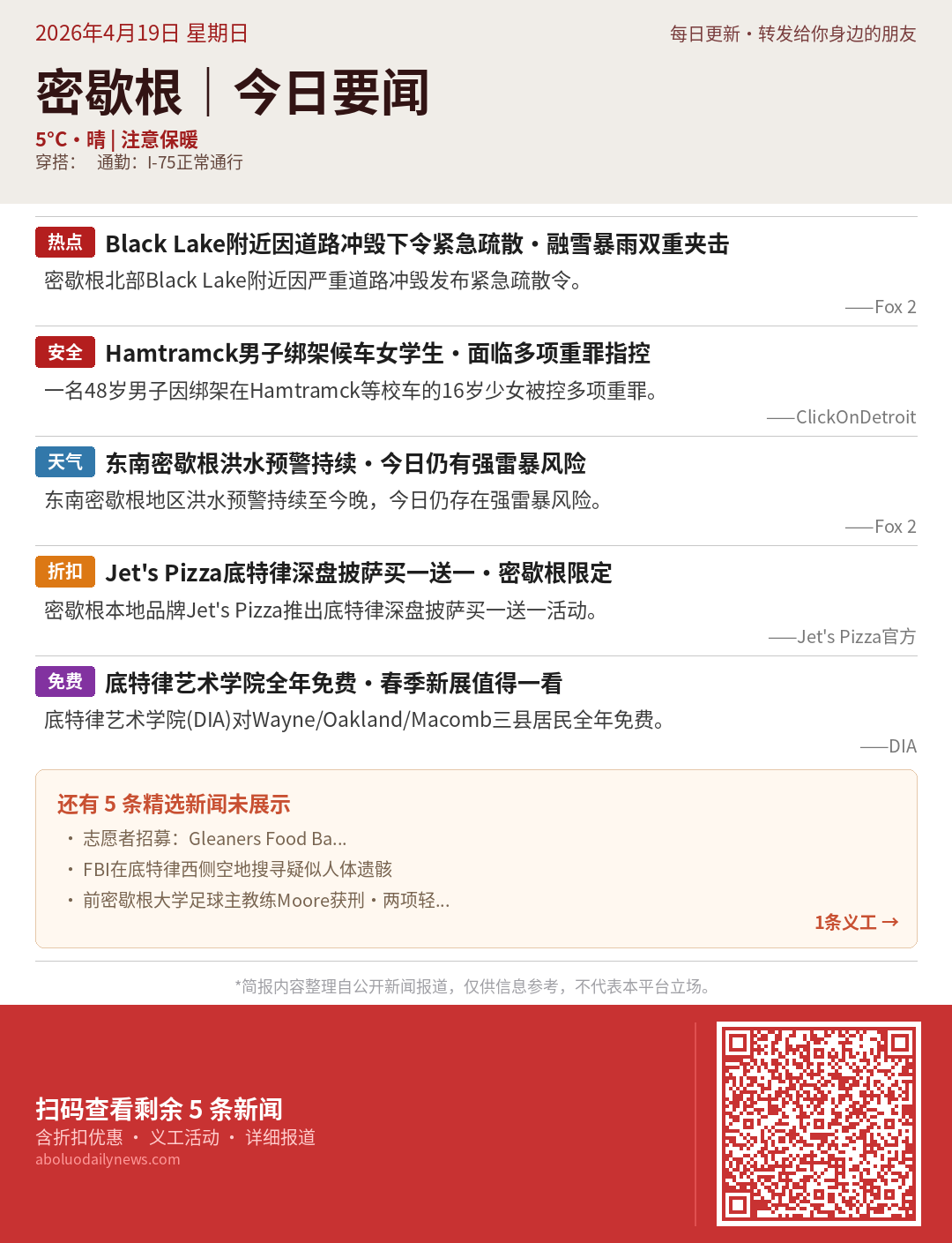 密歇根今日要闻