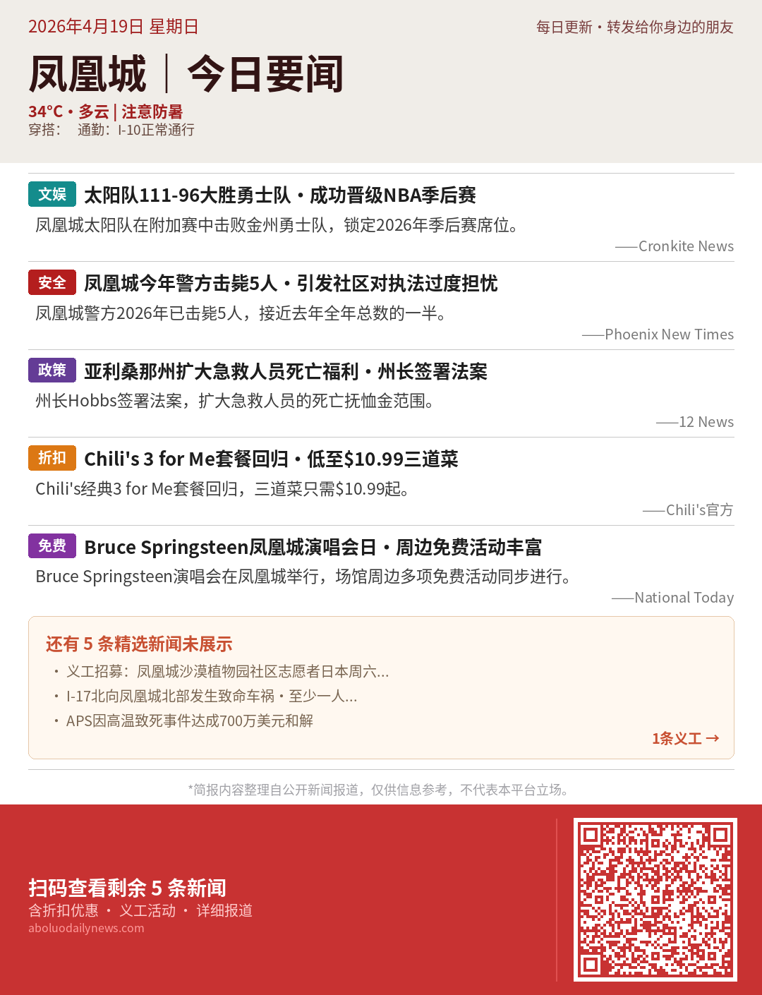 凤凰城今日要闻